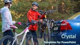  Presentation with mountain bike - Audience pleasing presentation theme consisting of bike from bike rack backdrop and a ocean colored foreground
