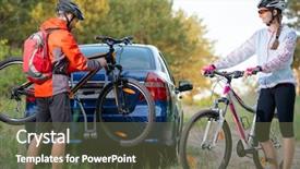  Presentation with mountain bike - PPT theme featuring bike from bike rack background and a tawny brown colored foreground