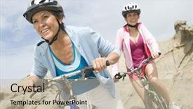  Presentation with happy birthday bicycle - Presentation enhanced with bike helmet - happy caucasian mother and daughter background and a  colored foreground