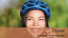  Presentation with road safety - Theme with bike helmet for biking commute background and a coral colored foreground
