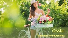  Presentation with scooty bike - PPT layouts consisting of bike in countryside smelling flower background and a tawny brown colored foreground