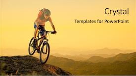  Presentation with cyclist - PPT layouts having bike in the beautiful mountain background and a yellow colored foreground