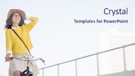  Presentation with bike - Beautiful PPT theme featuring bike in the city backdrop and a  colored foreground