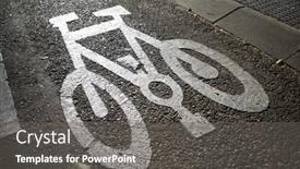  Presentation with bike - PPT layouts having bike-lane-sign-painted background and a dark gray colored foreground