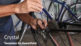  Presentation with maintenance - Presentation design having bike-maintenance-closeup background and a tawny brown colored foreground