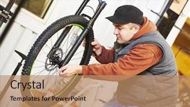 Presentation with maintenance - Slide deck having bike maintenance mechanic serviceman repairman background and a  colored foreground
