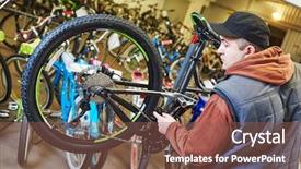  Presentation with maintenance - Beautiful slide set featuring bike maintenance mechanic serviceman repairman backdrop and a  colored foreground