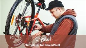  Presentation with maintenance - Beautiful slide deck featuring bike maintenance mechanic serviceman repairman backdrop and a tawny brown colored foreground