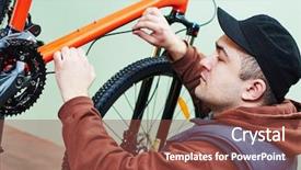 Presentation with maintenance - Beautiful slides featuring bike maintenance mechanic serviceman repairman backdrop and a tawny brown colored foreground