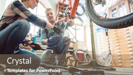  Presentation with mechanic tools - PPT layouts consisting of bike-mechanic-working background and a violet colored foreground