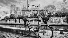  Presentation with notre dame paris france - Beautiful PPT theme featuring bike next to notre dame backdrop and a light gray colored foreground