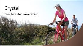  Presentation with man riding big bike motor - Colorful PPT theme enhanced with bike on country path template backdrop and a  colored foreground