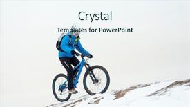  Presentation with blue mountain - Colorful PPT theme enhanced with bike on the rocky winter backdrop and a sky blue colored foreground