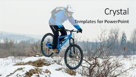  Presentation with sport blue - Presentation enhanced with bike on the rocky winter background and a white colored foreground
