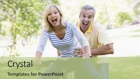  Presentation with acting - Audience pleasing slide set consisting of bike outdoors smiling and act backdrop and a mint green colored foreground