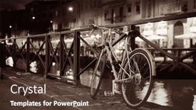  Presentation with canal - Slide set with bike park at waterfront of naviglio grande canal in milan italy background and a tawny brown colored foreground