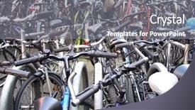  Presentation with bicycles - Colorful PPT theme enhanced with bike park full of 100s of bicycles backdrop and a gray colored foreground