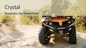  Presentation with atv - Beautiful PPT layouts featuring bike rally - two atv riders in helmets backdrop and a soft green colored foreground