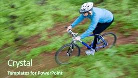  Presentation with bike - PPT layouts enhanced with bike riding - woman on bike background and a tawny brown colored foreground
