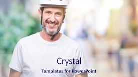  Presentation with cyclist - Theme featuring bike safety helment isolated background background and a sky blue colored foreground