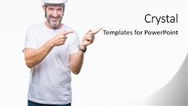  Presentation with triathlon professional cyclist man cycling - Slide deck having bike safety helment isolated background background and a white colored foreground