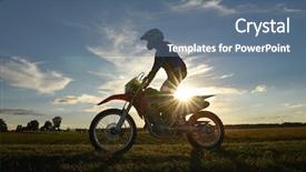  Presentation with motocross - PPT layouts enhanced with bike stunt - motocross rider in the country background and a ocean colored foreground