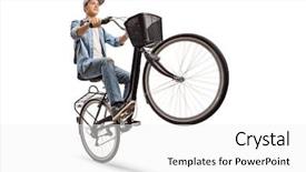  Presentation with bicycle - Beautiful theme featuring bike stunt - teenager doing a wheelie backdrop and a white colored foreground