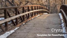  Presentation with winter river - Presentation theme having bike-trail-and-footbridge-over background and a gray colored foreground