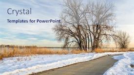  Presentation with lake front - PPT layouts with bike-trail-in-winter-scenery background and a lemonade colored foreground