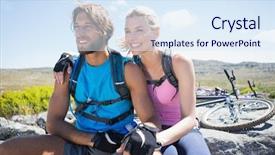  Presentation with cyclist - Theme having snail on the concrete wall in macro close-up morning sun blurred background background and a gray colored foreground