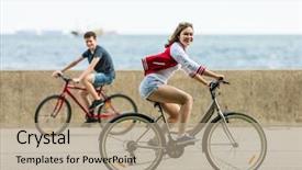  Presentation with teenage girl - Cool new slide deck with bike trails - urban bicycle - teenage girl backdrop and a  colored foreground