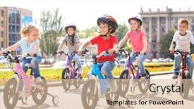  Presentation with bicycles - Theme consisting of bike transportation - cute little children riding bicycles background and a lemonade colored foreground