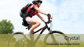  Presentation with healthy lifestyle - Audience pleasing slide deck consisting of bike transportation - happy young woman riding bicycle backdrop and a yellow colored foreground