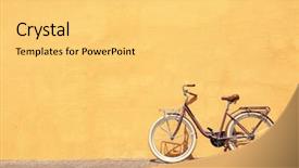  Presentation with bicycle - Colorful PPT theme enhanced with bike transportation - stylish new bicycle near color backdrop and a yellow colored foreground