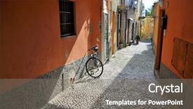  Presentation with wash - Cool new PPT theme with bike wash - narrow street of bellagio town backdrop and a gray colored foreground