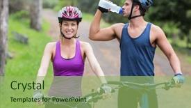  Presentation with benefits of drinking water - Cool new PPT theme with biker drinking water from bottle backdrop and a mint green colored foreground
