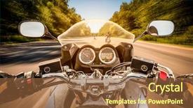  Presentation with rides - Colorful slide set enhanced with motocycle - biker driving a motorcycle rides backdrop and a tawny brown colored foreground