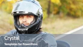  Presentation with bike - Slides having biker man in black helmet background and a gray colored foreground
