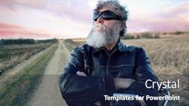  Presentation with bike - Presentation theme enhanced with biker-man-with-a-beard background and a navy blue colored foreground