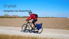  Presentation with tourism - Audience pleasing PPT theme consisting of biker mtb cycle tourism with panniers in albufera of valencia spain backdrop and a light blue colored foreground