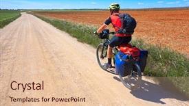  Presentation with pilgrim - PPT layouts featuring biker pilgrim by camino de background and a lemonade colored foreground