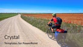  Presentation with pilgrim - PPT layouts with biker pilgrim by camino de background and a lemonade colored foreground