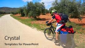  Presentation with pilgrim - Beautiful theme featuring biker pilgrim in castile la backdrop and a lemonade colored foreground