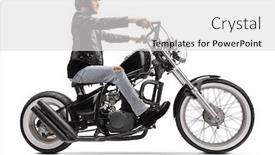  Presentation with man riding big bike motor - Slides with biker-riding-a-custom-chopper background and a light gray colored foreground