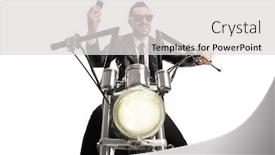  Presentation with custom - PPT theme having biker-riding-a-custom-chopper background and a light gray colored foreground