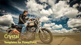  Presentation with road bike in mountains - Colorful slide deck enhanced with social network connection discussion businessman backdrop and a gray colored foreground