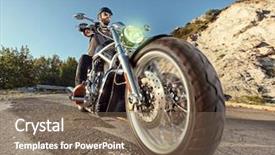  Presentation with motorbike - Slide deck featuring nature banane - biker riding a motorbike background and a violet colored foreground