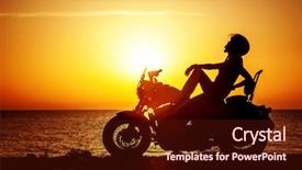  Presentation with woman world - Cool new presentation theme with woman biker enjoying sunset female backdrop and a wine colored foreground