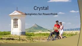  Presentation with bikers - Colorful presentation theme enhanced with bikers holding a map hazmburk backdrop and a light blue colored foreground