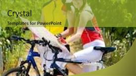  Presentation with bikers - Colorful theme enhanced with bikers holding a map backdrop and a gold colored foreground